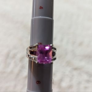 Sterling Pink/white sapphire ring